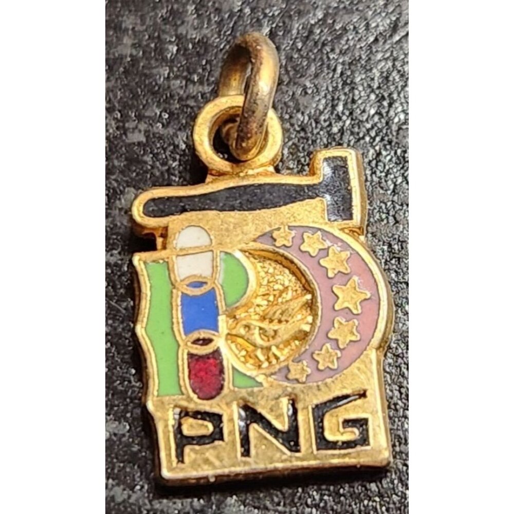 Vintage PNG‎ Enamel Gold Charm Pendant Oddfellows RARE